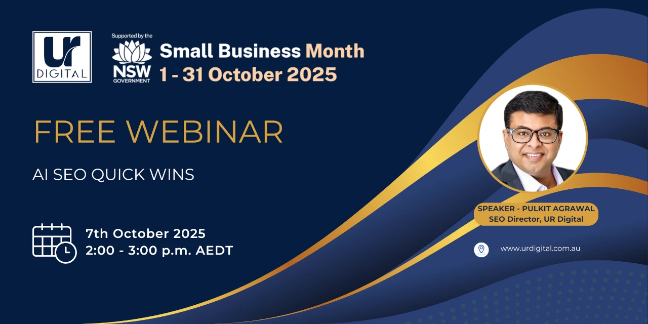 7th Oct 2025 Webinar Main Banner AI SEO Quick Wins webinar main image 7th Oct 2025 at 2 PM AEST